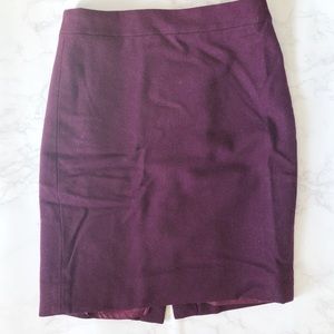 JCrew Plum Wool Pencil Skirt 00